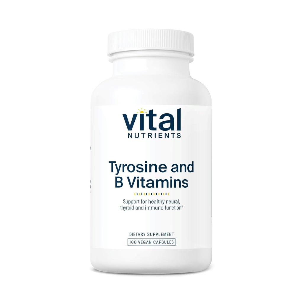 Vital Nutrients Tyrosin and B Vitamin MR 124; Thyroid, immun og nerve Support Formel 124; Adrenal Support Complex