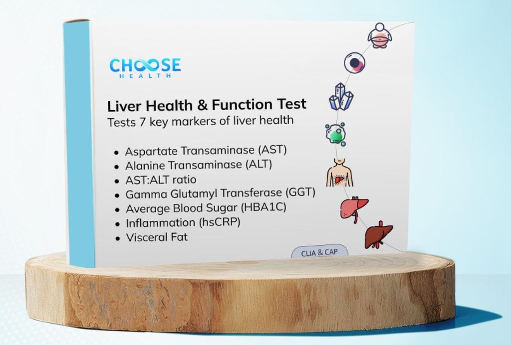 Lever Health & Function Test: 124; 7- in-1 at- Home Lever Test: 124; Vælg sundhed: 124; Test og spor lever: funktion: 124; AST: 124; ALT: 124; GGT: 124; Blood Sugars: 124; Betændelse og meget mere; ikke tilbehør i NY RI