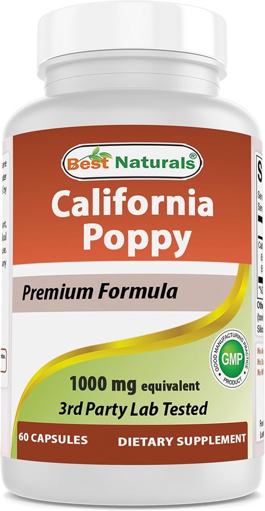 Bedste Naturals California Poppy 1000 mg Ækvivalent - 60 kapsler