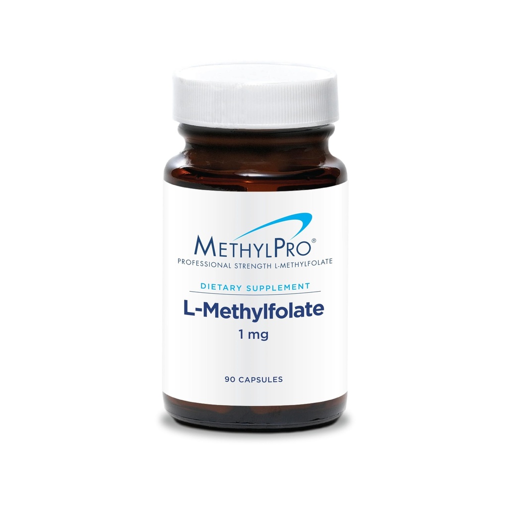 MethylPro L- methylfolat 1 mg - L methylfolat, Methylfolat supplement til kvinder og mænd, Methylyleret vitamin B9 (5 - MTHF) for hjerne sundhed, fokus og ro - 90 kapsler (pakning med 1)