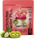 PowderVitamin Electrolytes Powder Plus (50 Servere) Guava Kiwi Electrolyte Powder Zero Calorie Keto, 0 Sugar, No Maltodextrin, 1000mg Kalium, 120mg Calcium, 120mg Magnesium, Hydration Powde