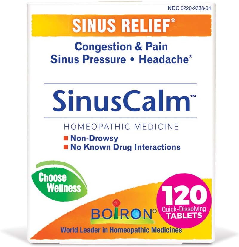 Boiron SinusCall tabletter til Sinus Pain Relief, Runny Nose, Congestion, Sinus Tryk, Hovedpine - 120 Greve (pakke med 2)