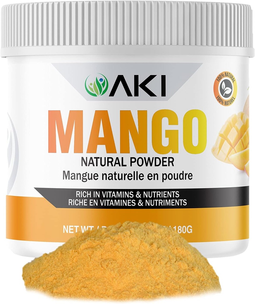 AKI Mango Extract Powder (6.34oz / 180g) - C-vitamin og andre næringsstoffer - Tørret Mango, Ideel som booster supplement til Protein Smoothies, Sorbet krydderier, Juice, ispinde og is