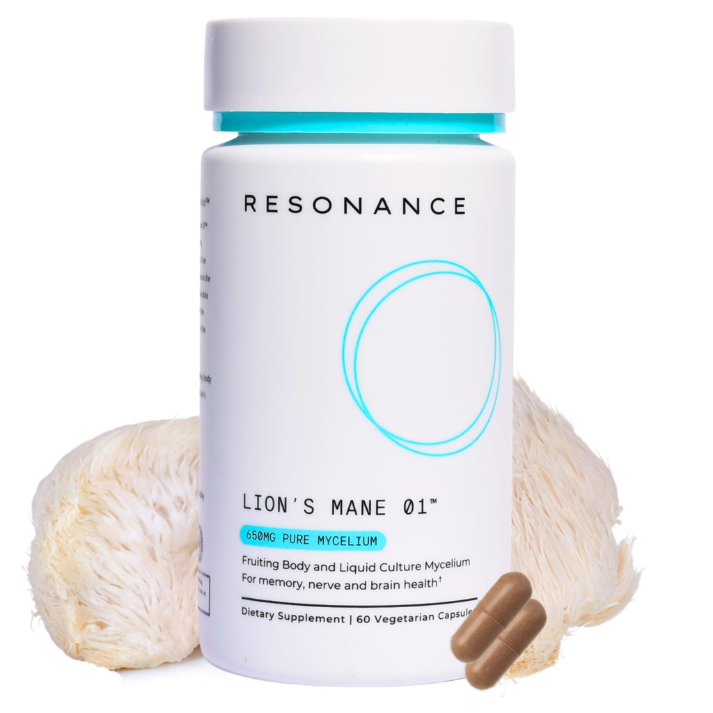 Lions Mane 01 ™ - Organic Premium Lions Mane Mushroom Extract Supplement 124; Fruiting Body & Pure Mycelium