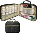 Stor quiltet pilleflaske Organizer, Medicine Bag, Case, Carrier for Medicin, Vitaminer, og medicinske forsyninger - Rejse Medicin Organizer og Home Storage Med Bag - Sort (uden lås)