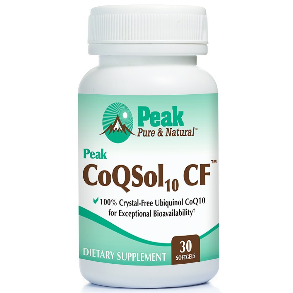 Peak CoQSol10 CF - 100% Crystal- Free Ubiquinol CoenzymeQ10 for forbedret biotilgængelighed - Ubiquinol CoQ10 - Natural Energy Booster - Understøtter immunitet, hjerne og hjerte sundhed (30 Softgels)