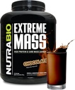 Nutrabio Ekstrem Mass Gainer Protein Powder, 53G Protein, Ren Vægt Gainer, Øge muskelmasse, Fuld Spektrum Aminosyre - Chokolade, 6 Pund