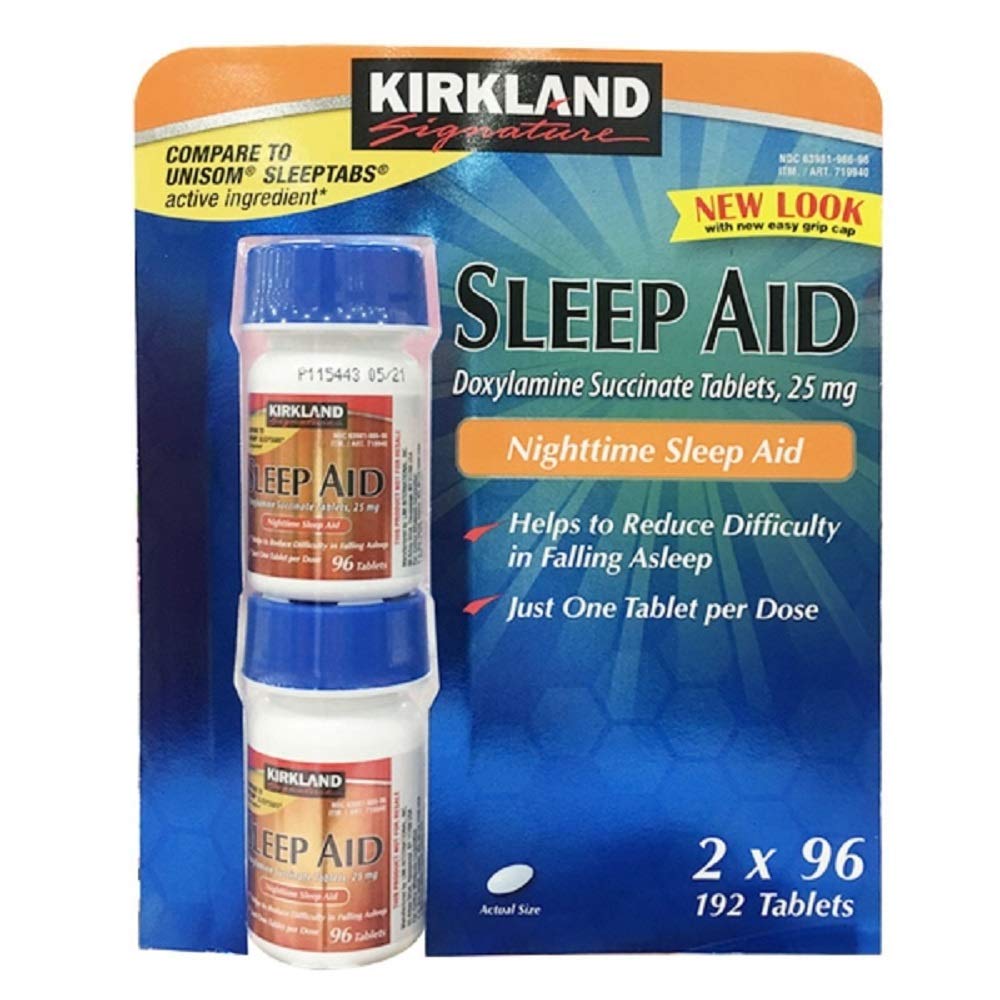 Kirkland Signature Sleep Aid Doxylamin Succinate 25 Mg, 2 pakning (192 tabletter)