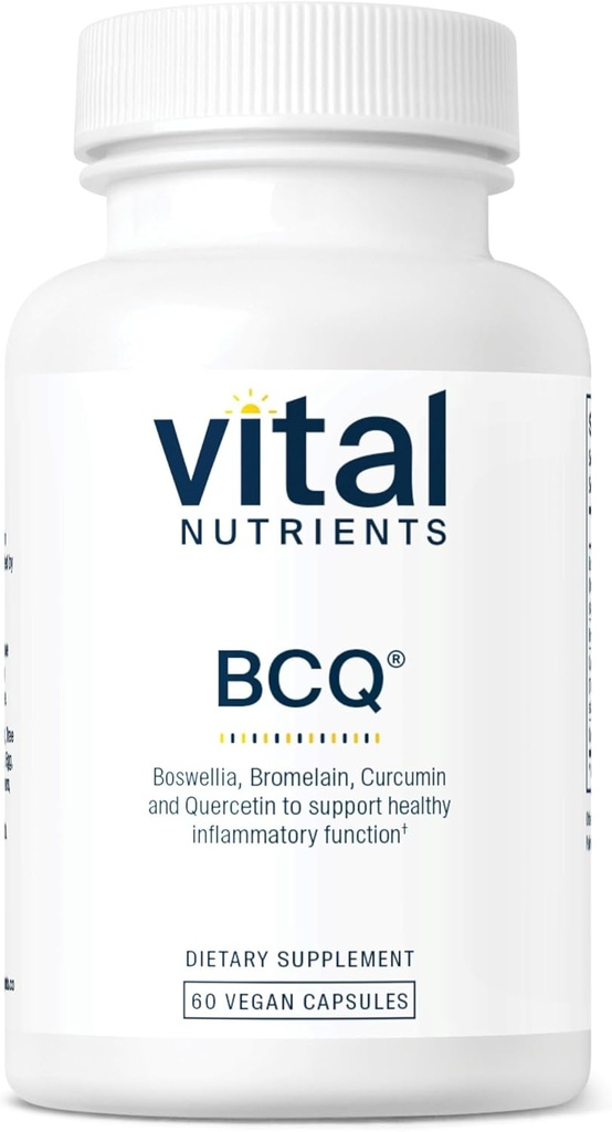 Vital Nutrients BCQ Beeg 124; Vegan Boswellia, Bromelain, Curcumin & Quercetin Support 124; Joint Support Support • 124; Understøtter Sinus & Gluten; Gluten, Dairy, Soy Free