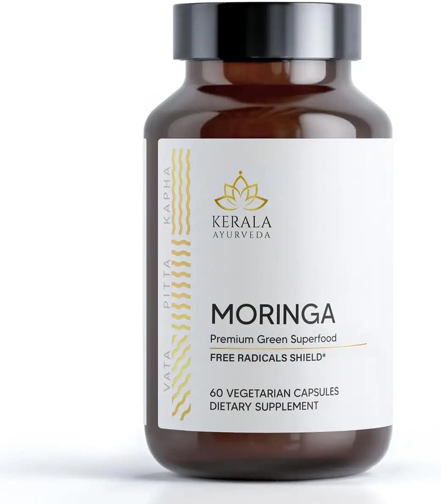 Kerala Ayurveda Moringa 60 Capsules ttesmå 124; Green Superfood ttesmå 124; Skin Sundhed og Formelsum Support 124; Natural Energy Support 124; Herbal Wellness Supplements 124; fordøjelsessystem Support
