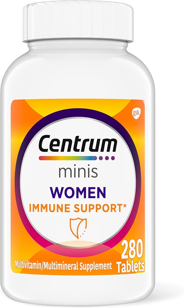 Centrum Minis kvinders daglige multivitamin til immunforsvar med zink og C-vitamin, 280 Mini tabletter, 140 dages forsyning