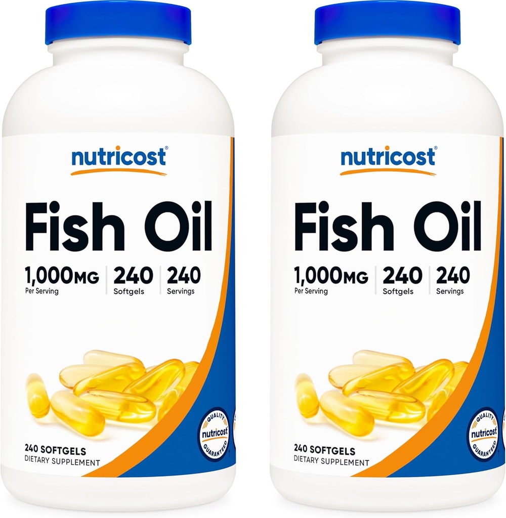Nutricost Fish Oil 1000mg (560mg Omega-3), 240 Softels (2 flasker)