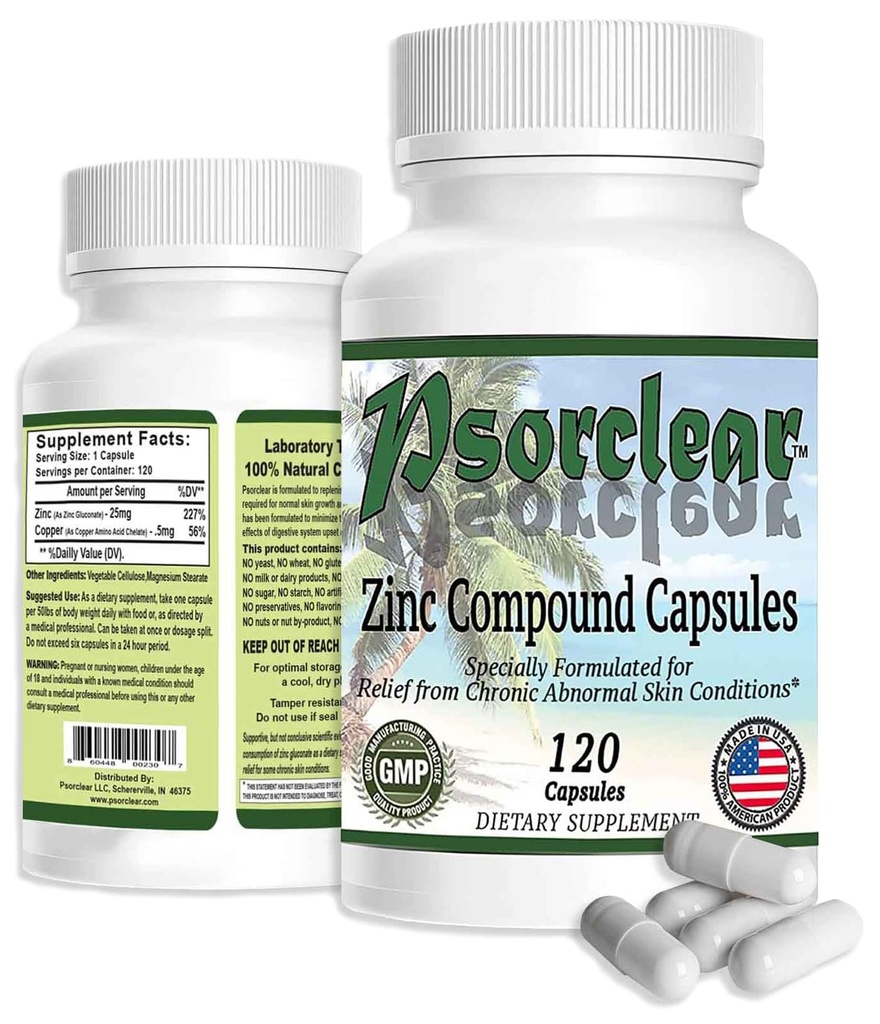 Psorclear- Psoriasis & Eczema Relief; A Proven Effektiv og All- Natural Product for Psoriasis Eczema & Rosacea Relief That Works - Rated One of the Best (120 Count Flaske)