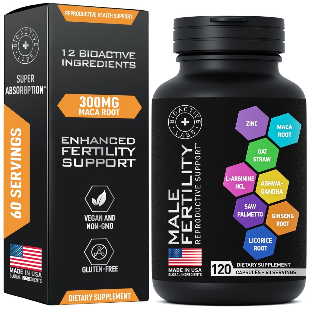 Fertilitet Kosttilskud til mænd - Zink, Maca, Ashwagandha, L- arginin - Mand Vitality Conception for ham - Tæl og motilitet Graviditet Hjælp - Vitaminer og Mand Fertilitet Support Supplement - 120 Pills