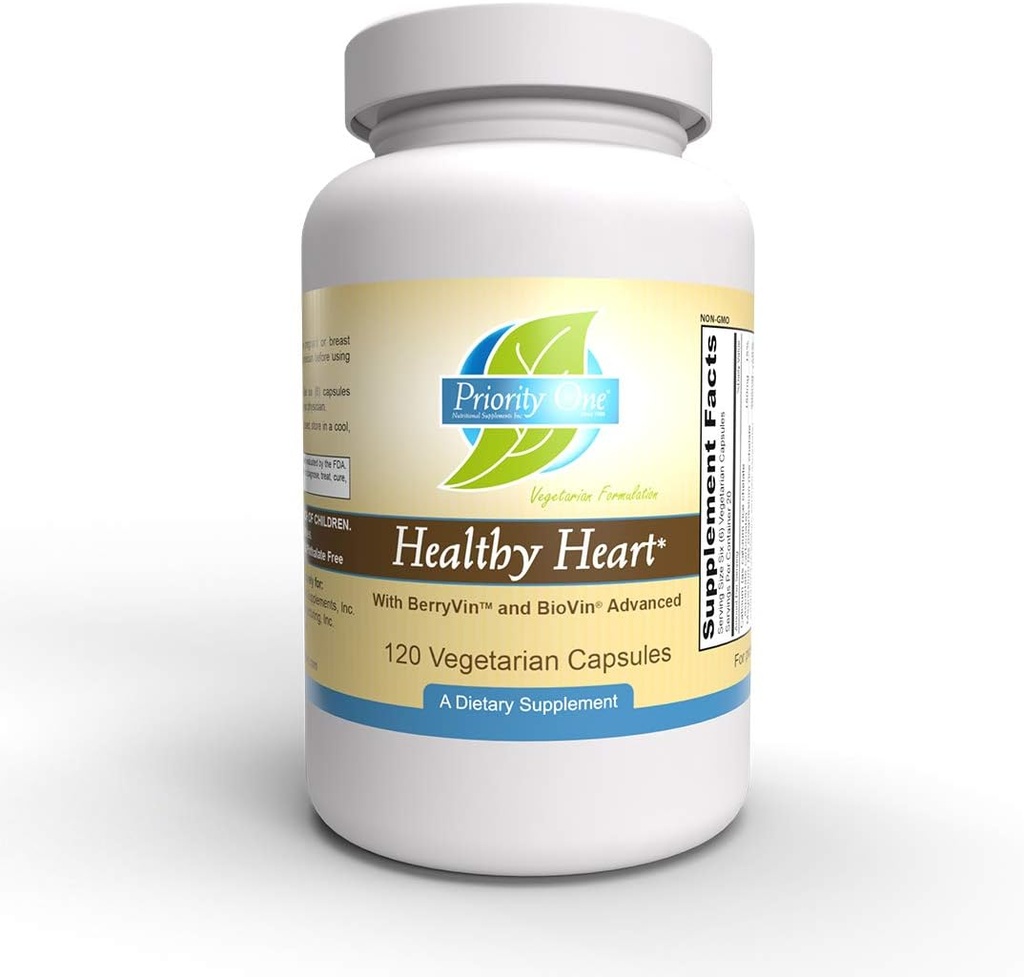 Priority One Vitamins Healthy Heart 120 Vegetarian Capsules - Supporting a Healthy Cardiovascular System.*