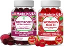 Lunakai Beet Root and Womens Multivitamin Gummies Bundle 100% Daglig værdi af 16 essentielle vitaminer og mineraler (Vitamin A, B, C, D, E)