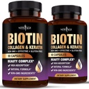 NY ALDER Biotin kollagen Keratin Hyaluronsyre - 50,000mcg hårvækst Vitaminer for mænd og kvinder, negle, hår, hudvitaminer og DHT Blocker med vitamin E folinsyre Pumpkin Seed MSM - 180 Tæl
