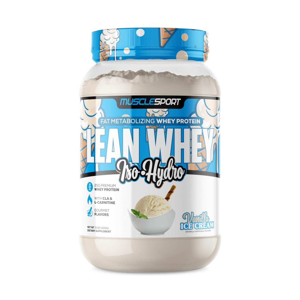 Musclesport Lean Whey Revolution ™ Protein Powder - Whey Protein Isolate - Low Calorie, Low Carb, Low Fat, Incredible Flavors - 25g Protein per Scoop (2LB, Vanilla)