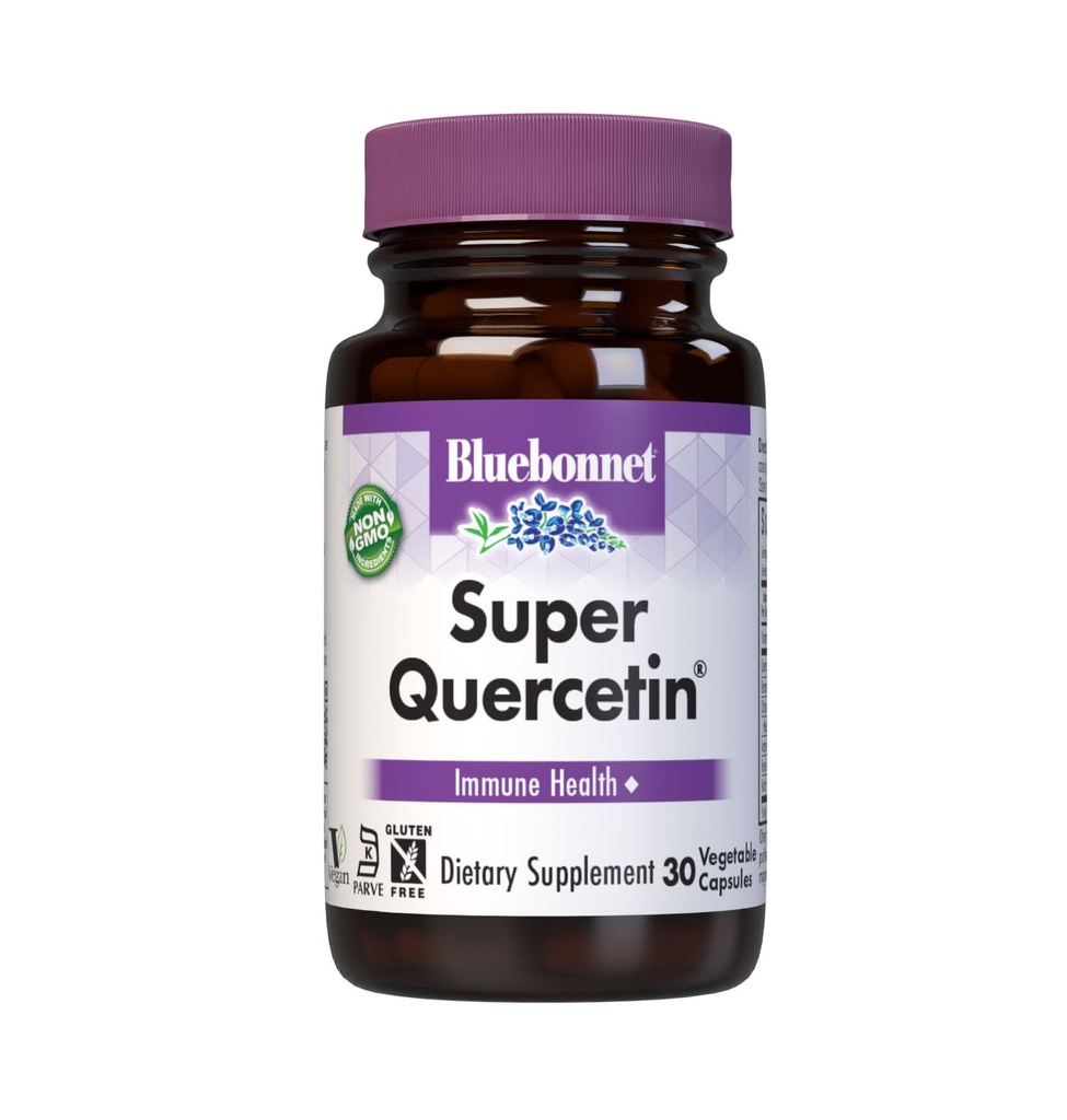 Bluebonnet Nutrition Super Quercetin Vegetabilske kapsler, C-vitamin Formel, Bedste for Sæson- og immunstøtte, Non GMO, Gluten Free, Soy Free, Milk Free, Kosher, 30 Vegetabilske kapsler
