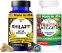 Lunakai USA Made Shilajit & Superfood Fruits & Veggies Supplement Bundle med Ashwagandha, Rhodiola, Cordyceps & 4 blandinger til energi og wellness