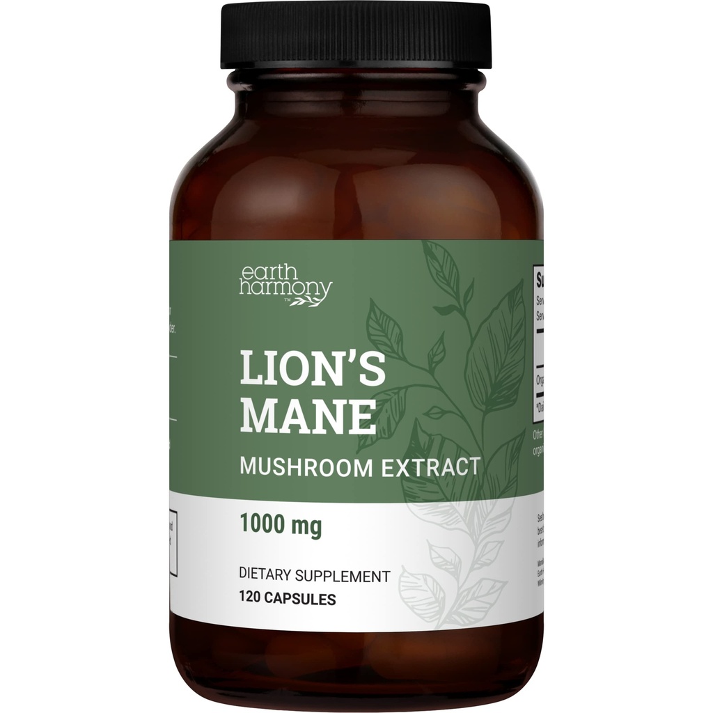 Organic Lions Mane Supplement (1000mg), 2-måneders Supply Lions Mane Mushroom Supplement Uddrag til støtte fokus, hukommelse (120 kapsler)