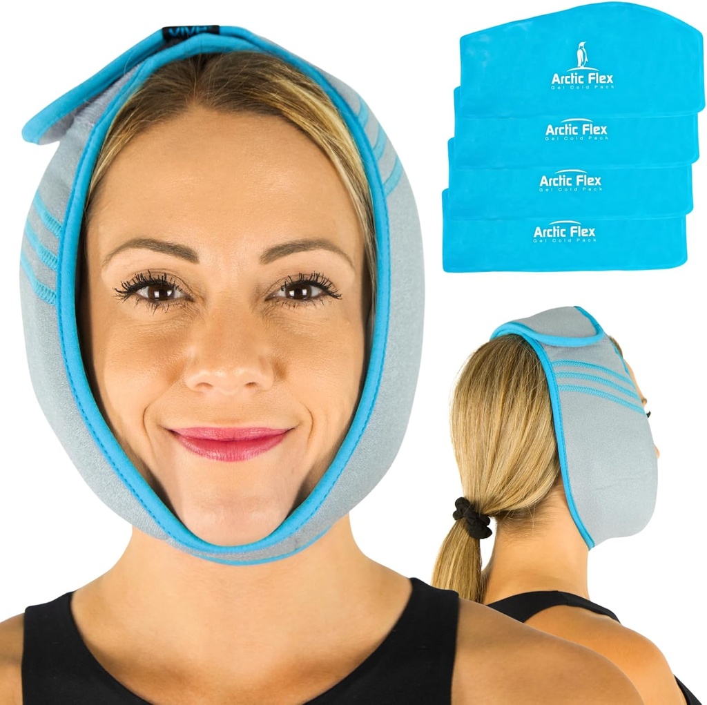 Vive ansigt Ice Pack Wrap for TMJ Pain Relief og Hovedpine - Ansigt Ice Pack for Jaw Kirurgi Inddrivelse, Oral Kirurgi & Visdom Tandudtræk - Varme Pad for hoved & Chin - Varm & kold terapi