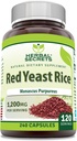 Herbal Secrets Red Gær Rice 1200 Mg per Serving, 240 Veggie Kapsler Supplement 124; Non- GMO Note 124; Gluten Free