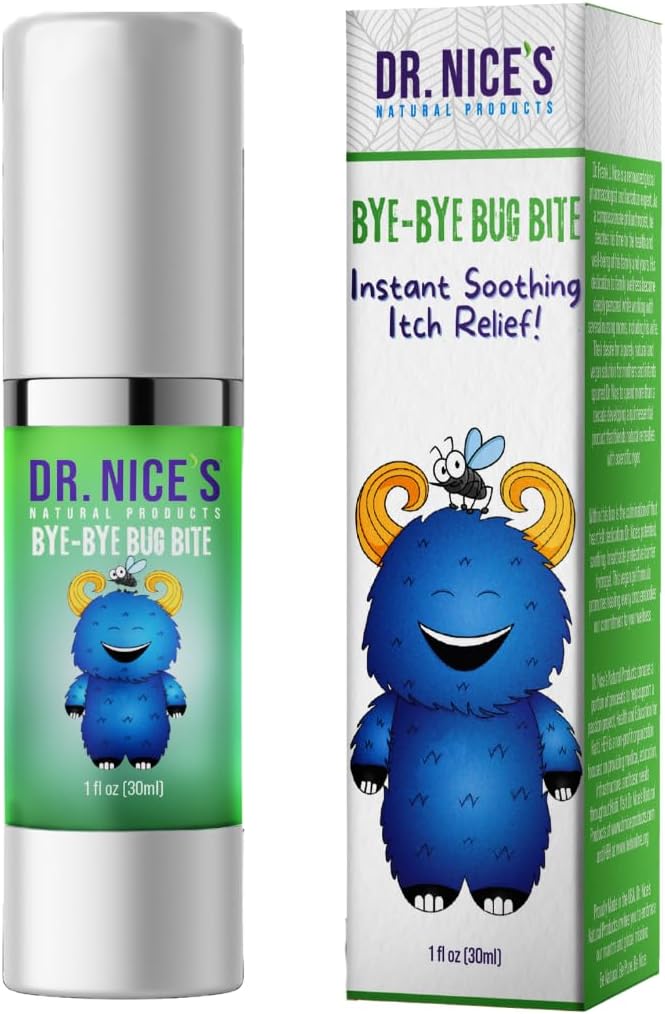 Dr. Nice 's By- Bye Bug Bite - Lindrende Bug og Mosquito Bite Itch Itch 124; Alle naturlige 124; Kid Friendly Self Application Buddy 124; Hydrogel til Bites, Irritation, Skin Diskomforty Buddy 124; Soothe Genopfrisk rolig Cool (30 ML)