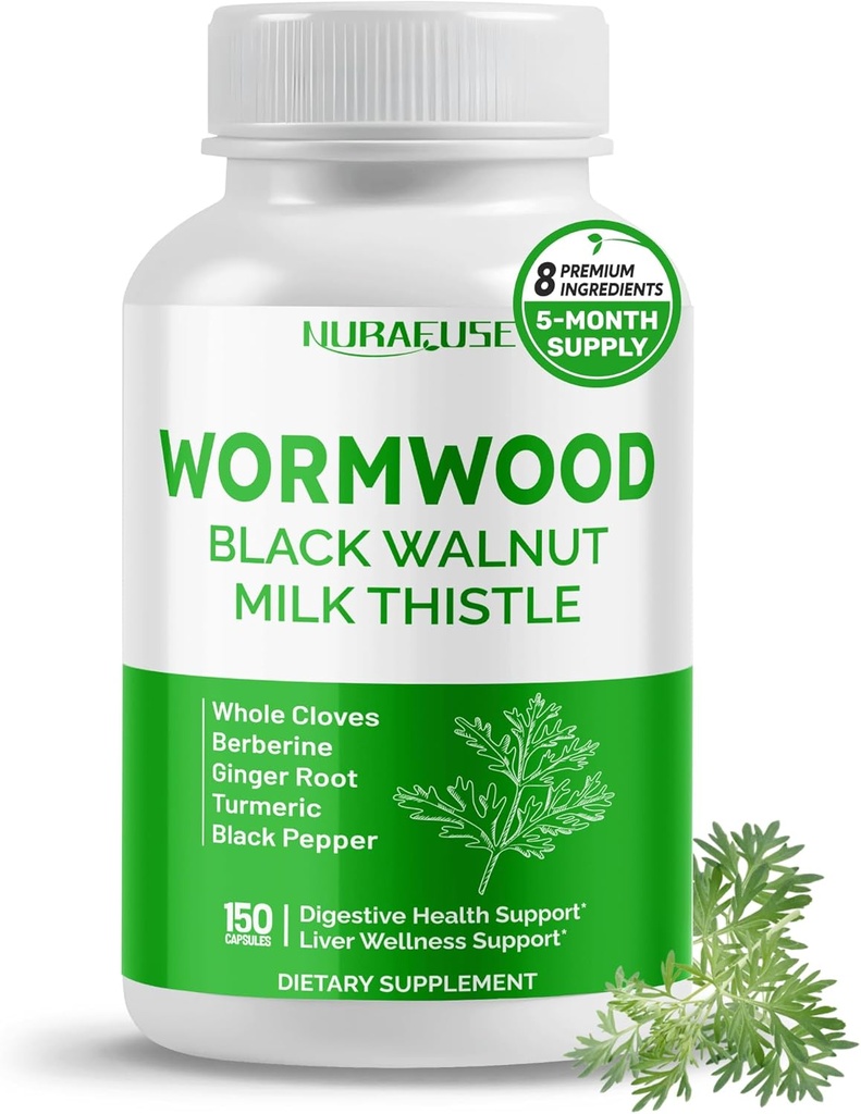 Ormwood Hel Cloves Milk Thistle med andre urter - Støtte fordøjelsessygdomme, lever Wellness - Made and Tested i USA