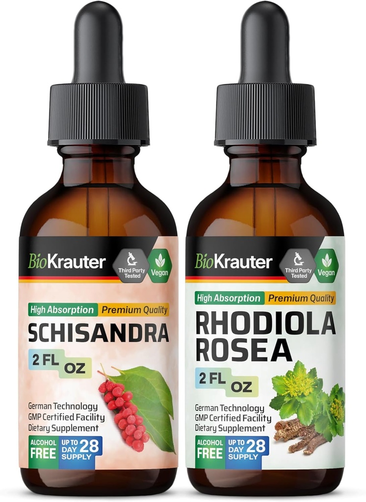 BIO KRAUTER Schisandra Tinktur 2 Fl. Oz. & Rhodiola Rosea Tinktur 2 Fl. Oz.