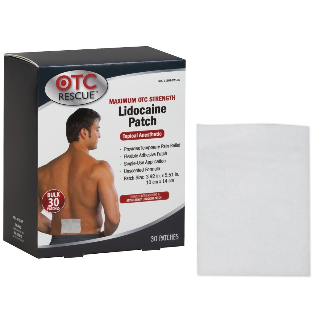4% Lidocain Pain Relief Patch Note 124; Maksimum OTC styrke Note 124; 30- Tæl