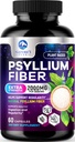 Psyllium Husk Fiber Supplement 1500mg - Vegansk Prebiotic, Opløselig Fiber til daglig fordøjelsesmæssig sundhed og regelstøtte, Natural Psyllium Powder Caps, Sugar- Free, Non- GMO & Gluten- Free - 60 kapsler