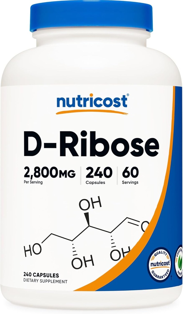 Nutricost D- Ribose 700mg (2800mg per servering), 240 kapsler - Vegetarisk Friendly, Non- GMO, Gluten Free