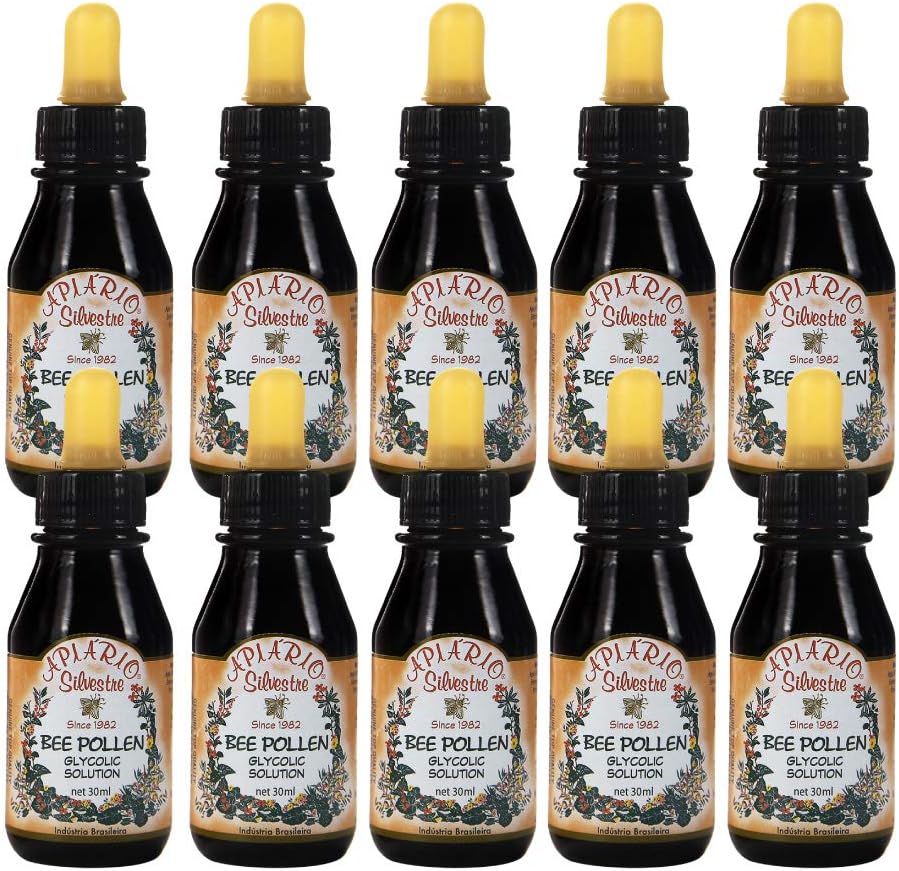 10 flasker af Apiario Silvestre Brasiliansk Bee Pollen Liquid Glycolic Extract -Non Alkoholic, Wax Free