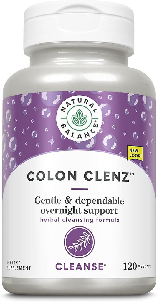 Naturlig Balance Colon Clenz Budd124; Herbal Colon Cleanse, Detox Cleanse, og fordøjelsessygdomme supplement - genert og afhængighedsgivende Overnight Formel - 60- dag garanti (120 Servere, 120 VegCaps)