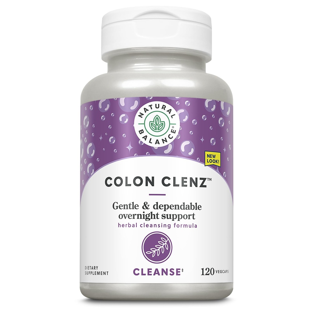 Naturlig Balance Colon Clenz Budd124; Herbal Colon Cleanse, Detox Cleanse, og fordøjelsessygdomme supplement - genert og afhængighedsgivende Overnight Formel - 60- dag garanti (120 Servere, 120 VegCaps)