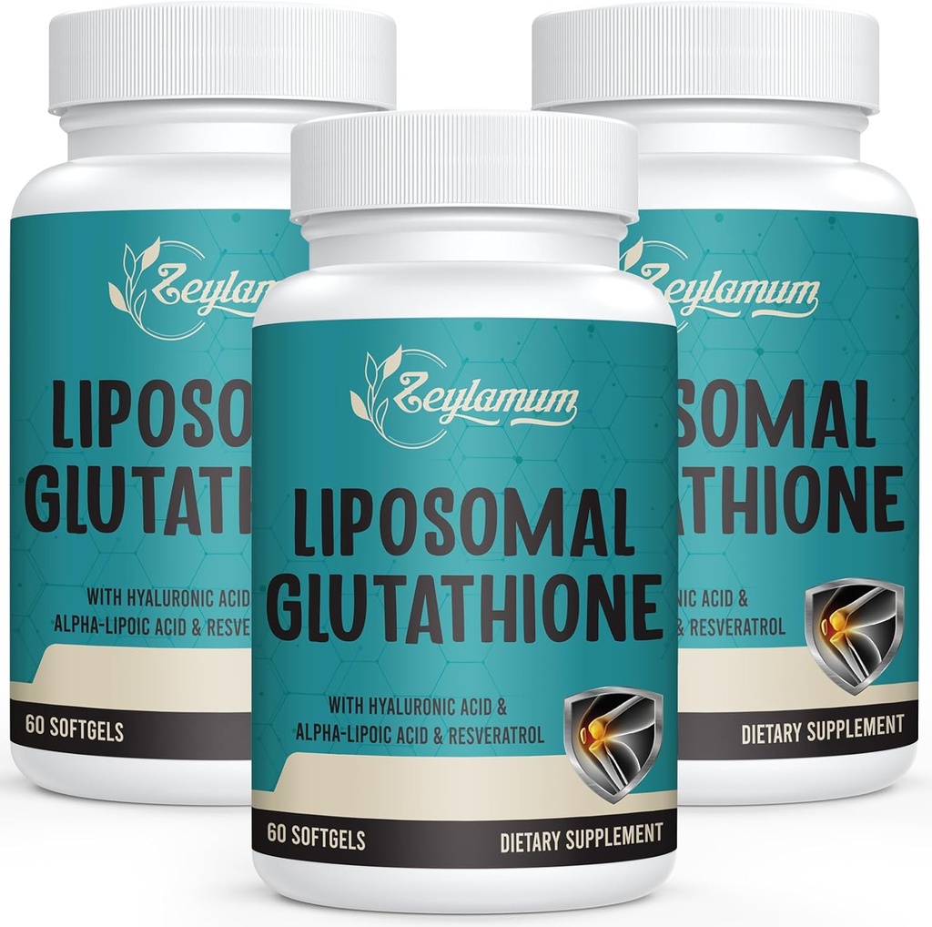 2400 MG Liposomal Glutathione Softels, Max Absorption, Active Form L- Glutathione Reduceret (GSH), with Hyaluronic Acid, Resveratrol, Master Antioxidants for Detox, Brain, Immunsystem, 180 Softells