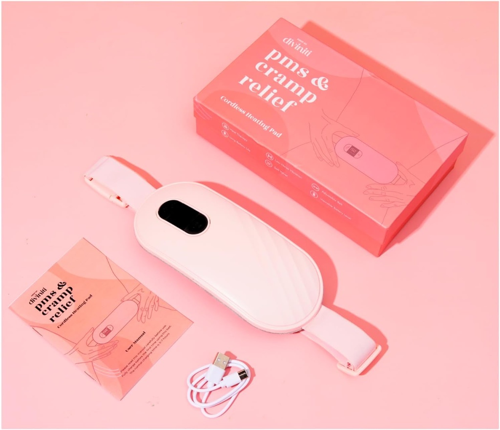 Bærbar varmelegeme for periode kramper - Periode kramper Relief Menstruel varmelegemer Vibration Varmelegemer for smerte, genopladeligt batteri, Cordless - Trådløs varmelegemer med massager kæreste gaver