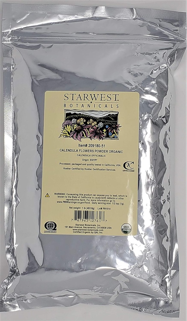 Starwest Botanicals Organic Calendula blomster pulver, 1 Pound