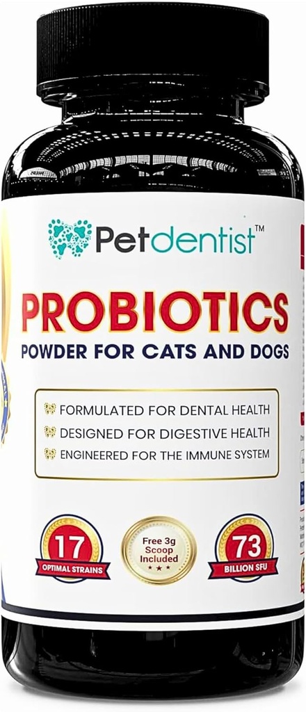 Probiotika til hunde og katte 17 Bakterielle Strops 73 Millioner CFU 'er Powder Kosttilskud til hunde Dental Care Sundhed Dårlig ånde Hundefordøjelse Hudcoat og immunforsvar -90g