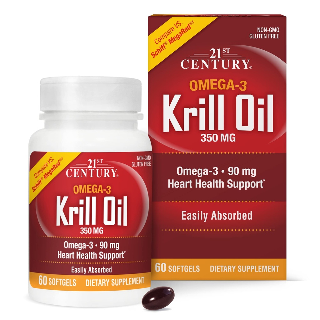 21. Century Krill Oil 300 mg Softgels, 60 Count