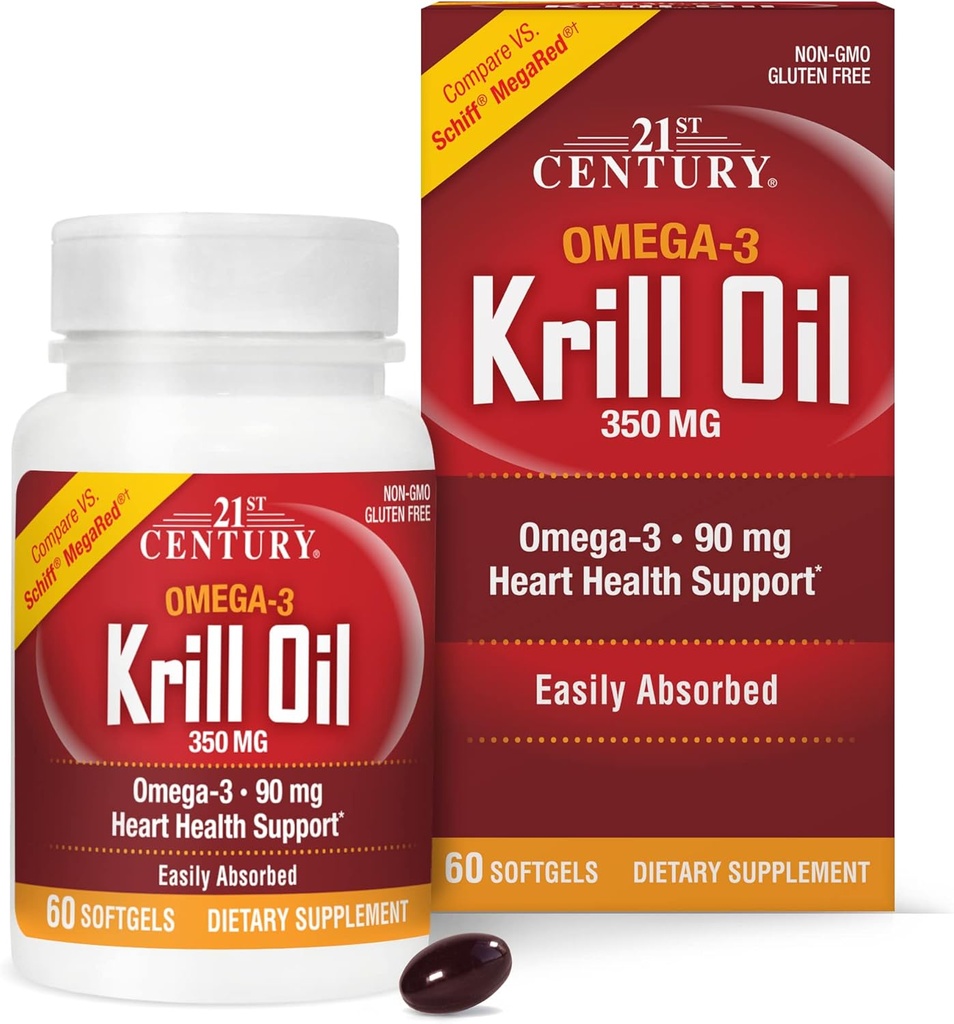21. Century Krill Oil 300 mg Softgels, 60 Count