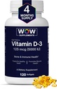 WOW Kosttilskud D3 5000 IE Softgels, 125 mcg - D3 5000IE vitamin supplement til stærke knogler og immunforsvar - non-GMO, Gluten Free Vitamin D 5000 IE - VIT D3 5000 IE Softgels - 120 Tæl