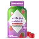 Vitafusion Max Strength 10 mg Melatonin Gummies, Strawberry Flavored, Voksen Melatonin Gummy Vitamin Supplement, 100 Greve, 50 dages forsyning