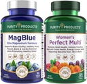 Renhed produkter Bundle - MagBlue + kvinders perfekte Multi - MagBlue (Magnesium Bisglycinate + vitamin D3 + mere) - Kvinder perfekte Multi - understøtter urinveje sundhed, immunitet, hår hud negle + mere