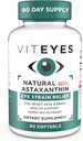 Viteyes Natural Astaxanthin, Relieve Traed Eyes & Eye Strain, Sourced from Algae, Skin Hydration, Heart & Brain Health, 4 til 8 mg Natural Astaxanthin, 90 Softgels