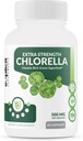 eXplicit Kosttilskud ekstra styrke Chlorella Superfood kapsler Broken Cell Wall High Potency Vegan Super Food, 1000 mg daglig - 60 kapsler