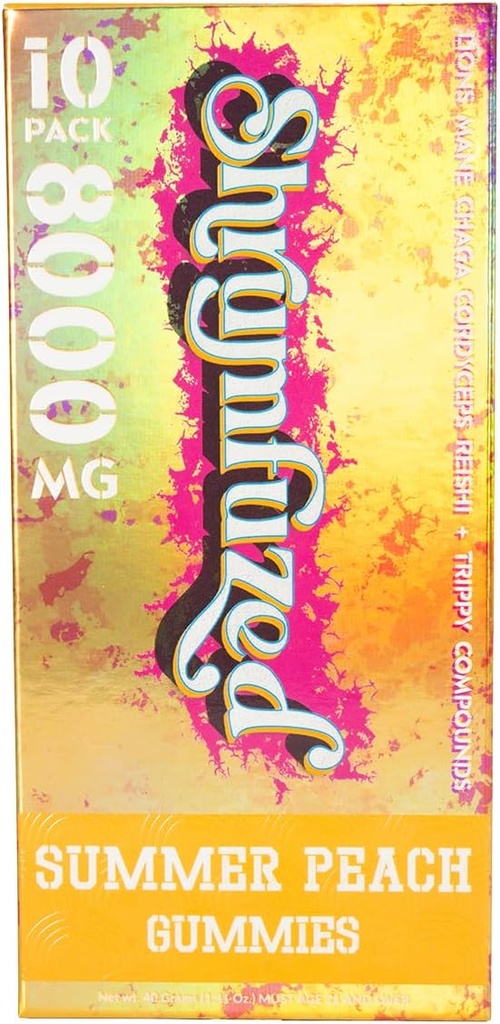 Proprietary Nootrop Gummy 8000mg - Lions Mane, Reishi, Chaga, og Cordycep Nootrope Tripee Mushroom Blend (10, Sommer Peach)