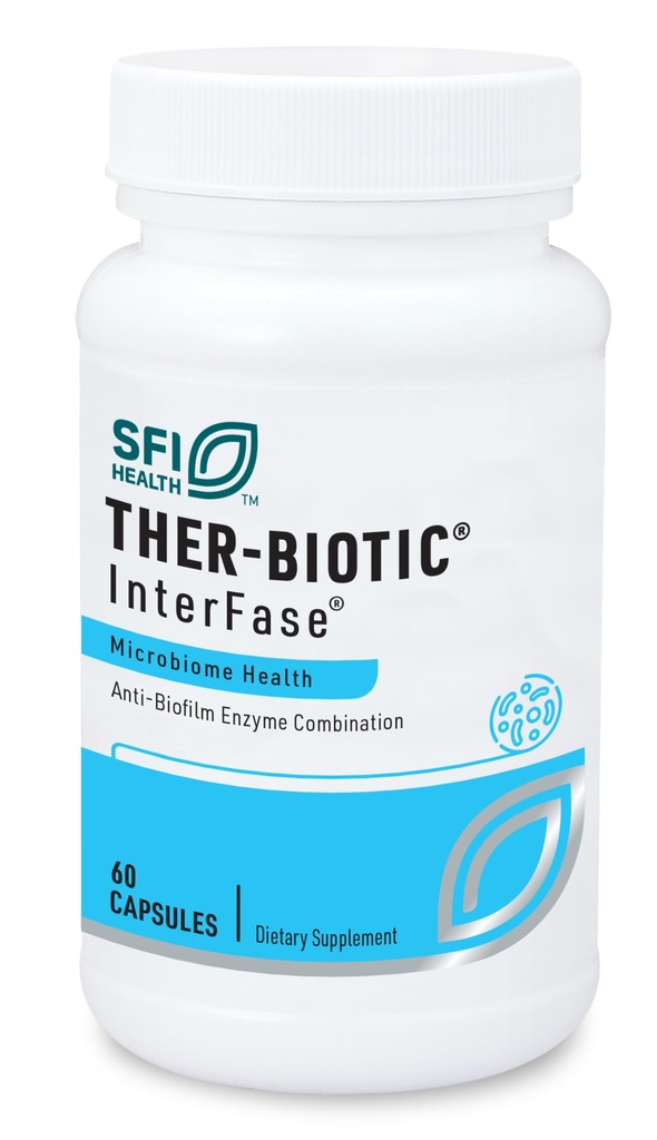 Klaire Labs SFI Health Ther- Biotic InterFase - Multi Enzyme Formel til fordøjelsessundhed & Gut Balance - Designet til at understøtte et sundt mikrobiom (60 kapsler)