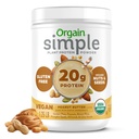 Orgain Organic Simple Vegan Protein Powder, Peanut Butter - 20g Plant Based Protein, Med færre ingredienser, Ingen kunstige sødestoffer, Gluten Free, Ingen Dairy eller laktose, 1,25 lb (Packaging May Vary)
